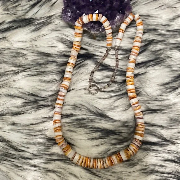 Native American Gradual spiny oyster shell heishi necklace - Picture 4 of 6